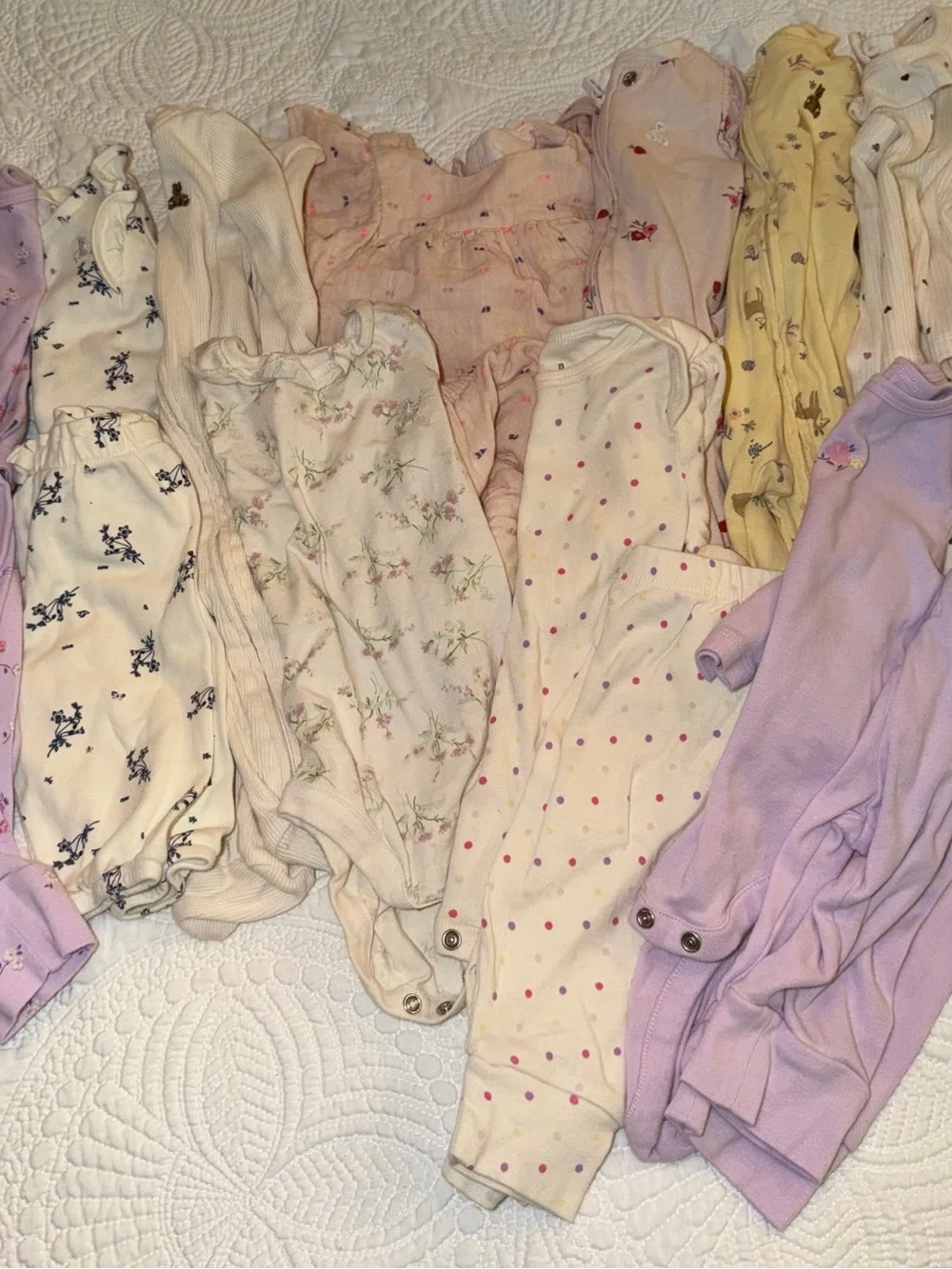 Baby Gap Girl Pastel Sleepwear Bundle - Floral & Polka Dot